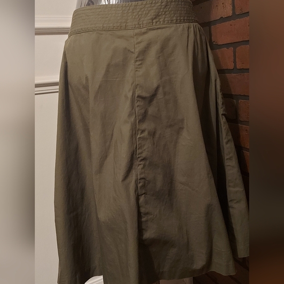 Olive Green Button Front Skirt Size 6 Preppy Utility Academia - Picture 4 of 11